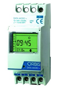 DATA MICRO+ digitale Zeitschaltuhr täglich-wöchentlich 1 Kanal on/off 1 Min. Impuls 1-59 Sek. ORBIS  OB172012N